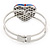 Swarovski Crystal Union Jack 'Heart' Hinged Bangle In Silver Plating - Up to 19cm Wrist - view 7