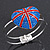 Swarovski Crystal Union Jack 'Heart' Hinged Bangle In Silver Plating - Up to 19cm Wrist - view 2