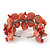Light Coral Floral Shell & Simulated Pearl Cuff Bracelet In Silver Plating - Adjustable - view 6