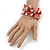 Light Coral Floral Shell & Simulated Pearl Cuff Bracelet In Silver Plating - Adjustable - view 3