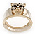 Statement Crystal 'Tiger' Hinged Bangle Bracelet In Gold Plating - 18cm Length - view 5