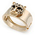 Statement Crystal 'Tiger' Hinged Bangle Bracelet In Gold Plating - 18cm Length - view 9