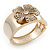 Statement Crystal 'Flower' Hinged Bangle Bracelet In Gold Plating - 18cm Length - view 4