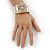Statement Crystal 'Flower' Hinged Bangle Bracelet In Gold Plating - 18cm Length - view 2