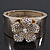 Statement Crystal 'Flower' Hinged Bangle Bracelet In Gold Plating - 18cm Length - view 3
