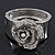 Statement Crystal 'Rose' Hinged Bangle Bracelet In Silver Plating - 18cm Length - view 3