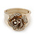 Statement Crystal 'Rose' Hinged Bangle Bracelet In Gold Plating - 18cm Length - view 5