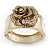 Statement Crystal 'Rose' Hinged Bangle Bracelet In Gold Plating - 18cm Length - view 3