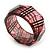 Glittering Faceted Resin 'Tartan Pattern' Bangle Bracelet In Pink/Black - 20cm Length - view 3