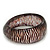 Glittering Black/Beige 'Zebra Print' Resin Bangle Bracelet - up to 19cm Length