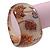 Chunky Beige/Brown 'Floral Pattern' Resin Bangle Bracelet - 20cm Length - view 3