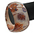 Chunky Beige/Brown 'Floral Pattern' Resin Bangle Bracelet - 20cm Length - view 4