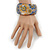 Chunky Resin Floral Bangle Bracelet In Milky Whiten/Yellow/ Light Blue- 20cm Length - view 4
