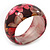 Chunky Resin Floral Bangle Bracelet In Black/Pink/Gold - 20cm Length - view 2
