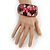 Chunky Resin Floral Bangle Bracelet In Black/Pink/Gold - 20cm Length - view 4