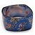 Chunky Blue Resin 'Floral Print' Square Bangle Bracelet - up to 21cm wrist