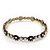 Slim Burn Gold Clear Crystal Floral Bangle Bracelet - up to 21cm Length - view 5