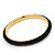 Slim Black Glass Bangle Bracelet In Gold Plating - up to 18cm Length - view 5