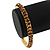 Slim Bronze Metallic Glass Bangle Bracelet In Gold Plating - up to 18cm Length - view 3