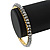 Slim Metallic Silver Glass Bangle Bracelet In Gold Plating - up to 18cm Length - view 4