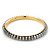 Slim Metallic Silver Glass Bangle Bracelet In Gold Plating - up to 18cm Length - view 2
