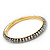 Slim Metallic Silver Glass Bangle Bracelet In Gold Plating - up to 18cm Length - view 7