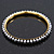 Slim Metallic Silver Glass Bangle Bracelet In Gold Plating - up to 18cm Length - view 3