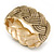 Oval Textured Braided Hinged Bangle Bracelet In Burn Gold Finish - up to 19cm Length - view 6