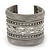 Wide Mesh Crystal Cuff Bangle In Silver Plating - 6cm Width