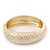 Gold Plated Snake Print White Enamel Hinged Bangle Bracelet - 18cm Length - view 3