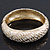 Gold Plated Snake Print White Enamel Hinged Bangle Bracelet - 18cm Length