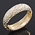 Gold Plated Snake Print White Enamel Hinged Bangle Bracelet - 18cm Length - view 2