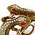 'Gecko Love' Retro Swarovski Crystal Hinged Bangle In Burn Gold Metal - 17cm Length - view 6