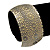 Brushed Gun Metal 'Daisy Droplets' Silhouette Cuff Bracelet - up to 18cm Length - view 2