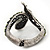 Vintage Burn Silver Olive Glass/Crystal Bead 'Snake' Hinged Bangle - 18cm Length - view 4