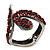 Vintage Burn Silver Burgundy Red Glass/Crystal Bead 'Snake' Hinged Bangle - 18cm Length - view 11