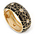 Black Enamel 'Daisy' Hinged Bangle Bracelet In Gold Plating - 19cm Length - view 5