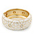 White Enamel 'Daisy' Hinged Bangle Bracelet In Gold Plating - 19cm Length - view 2
