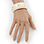 White Enamel 'Daisy' Hinged Bangle Bracelet In Gold Plating - 19cm Length - view 4