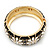 Black/White Enamel 'Daisy' Hinged Bangle Bracelet In Gold Plating - 19cm Length - view 5