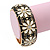 Black/White Enamel 'Daisy' Hinged Bangle Bracelet In Gold Plating - 19cm Length - view 3