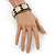 Black/White Enamel 'Daisy' Hinged Bangle Bracelet In Gold Plating - 19cm Length - view 4