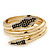 Black/Clear Swarovski Crystal 'Snake' Hinged Bangle Bracelet In Gold Plating - 19cm Length - view 6