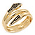 Black/Clear Swarovski Crystal 'Snake' Hinged Bangle Bracelet In Gold Plating - 19cm Length - view 7