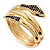 Black/Clear Swarovski Crystal 'Snake' Hinged Bangle Bracelet In Gold Plating - 19cm Length - view 8