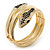 Black/Clear Swarovski Crystal 'Snake' Hinged Bangle Bracelet In Gold Plating - 19cm Length - view 9