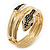 Black/Clear Swarovski Crystal 'Snake' Hinged Bangle Bracelet In Gold Plating - 19cm Length