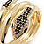 Black/Clear Swarovski Crystal 'Snake' Hinged Bangle Bracelet In Gold Plating - 19cm Length - view 4