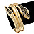 Black/Clear Swarovski Crystal 'Snake' Hinged Bangle Bracelet In Gold Plating - 19cm Length - view 2