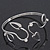 Silver Plated Textured Diamante 'Hearts' Armlet Upper Arm Cuff Bracelet - Adjustable - view 7